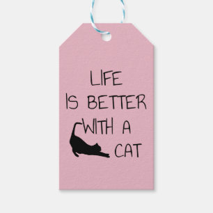 Étiquettes-cadeau La vie est meilleure avec un chat - Amoureux des c