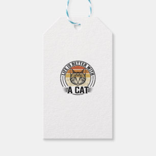 Étiquettes-cadeau La vie est meilleure avec un chat vintage chat con