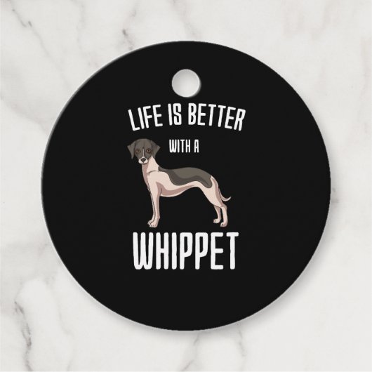Étiquettes Cadeau La Vie Est Meilleure Avec Un Whippet (Devant)