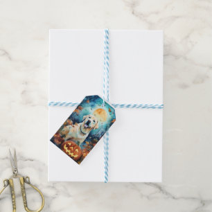 Étiquettes-cadeau Labrador Halloween avec la peur Citrouille