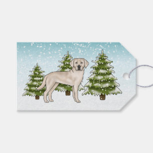 Étiquettes-cadeau Labrador Retriever crème Chien Noël enneigé Bleu