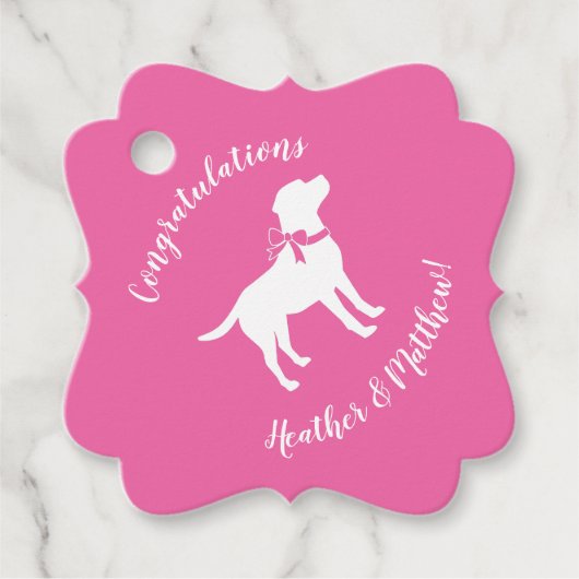 Étiquettes Cadeau Labrador Theme Chien Baby shower Pink Lab (Devant)