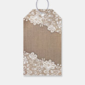 Étiquettes-cadeau Lace Burlap et String Lumières Mariage rustique (Dos)