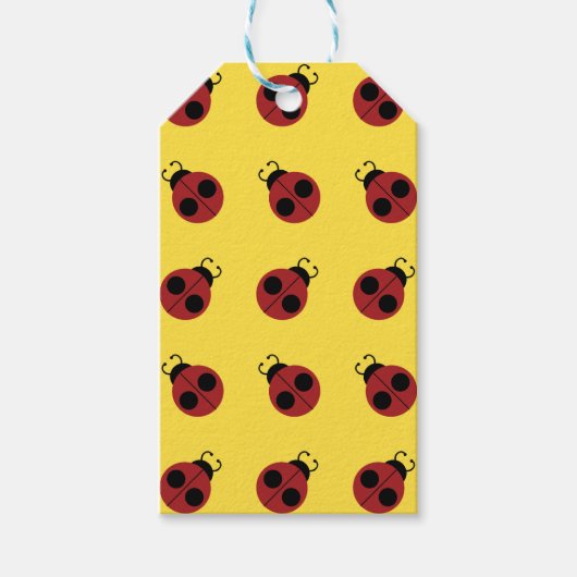 Étiquettes-cadeau Ladybug 60s rétro cool rouge jaune (Devant)