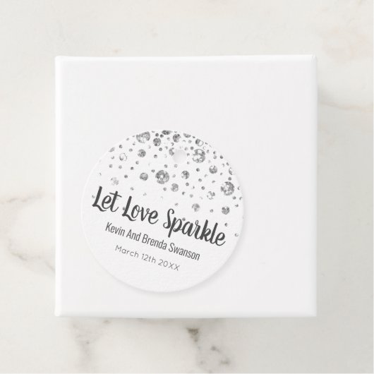Étiquettes Cadeau Laisser L'Amour Étinceler Blanc Et Argent Mariage (En situation)