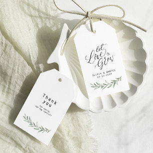 Étiquettes-cadeau "Laisser l'amour grandir" calligraphie vert rustiq