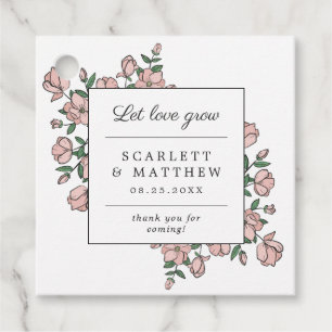 Étiquettes Cadeau Laisser l'amour grandir Mariage de fleurs dessinée