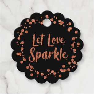 Étiquettes Cadeau Laisser l'amour Sparkle Rose noir Mariage Confetti