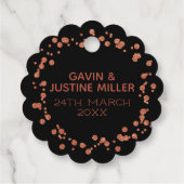 Étiquettes Cadeau Laisser l'amour Sparkle Rose noir Mariage Confetti (Dos)