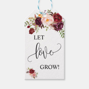 Étiquettes-cadeau Laisser Love Grow plante cadeau marsala mariage fa