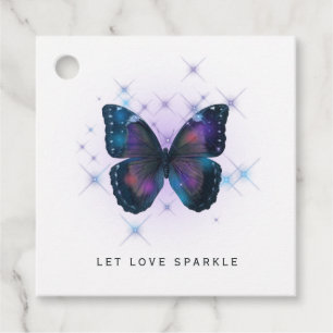 Étiquettes Cadeau Laisser Love Sparkle Butterfly et Mariage de dente