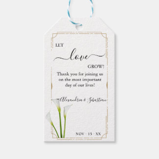 Étiquettes-cadeau Laissez l'amour grandir Calla Lily Verdure Mariage