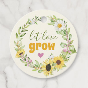Étiquettes Cadeau Laissez l'amour grandir Tournesol Fleur Sauvage Ma