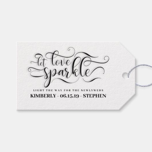 Étiquettes-cadeau Laissez Love Sparkle Elegant Script Mariage (Devant (Horizontal))