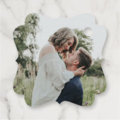 Étiquettes Cadeau Laissez Love Sparkle Gold Hearts Citer Mariage pho (Dos)