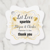 Étiquettes Cadeau Laissez Love Sparkle Gold Hearts Citer Mariage pho (Devant)