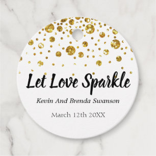 Étiquettes Cadeau Laissez Love Sparkle Mariage Confetti Or Moderne