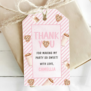 Étiquettes-cadeau Lait et biscuits Pink Fête du premier anniversaire