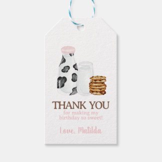 Étiquettes-cadeau Lait et biscuits Première fête d'anniversaire Invi