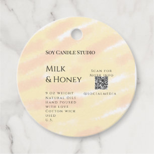 Étiquettes Cadeau Lait miel bougie soja entreprise ajouter q r code