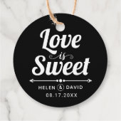 Étiquettes Cadeau L'amour est doux en noir et blanc mariage de typog (Dos)