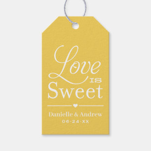 Étiquettes-cadeau L'amour est doux Jaune Mariage de script