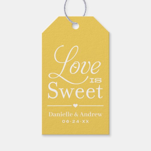 Étiquettes-cadeau L'amour est doux Jaune Mariage de script (Devant)