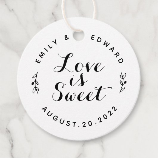 Étiquettes Cadeau L'amour est doux Moderne Rustique Mariage rond (Devant)