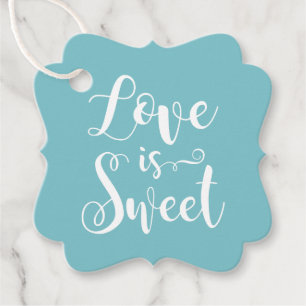 Étiquettes Cadeau L'amour est doux Œuf de Robin bleu Calligraphie Ma