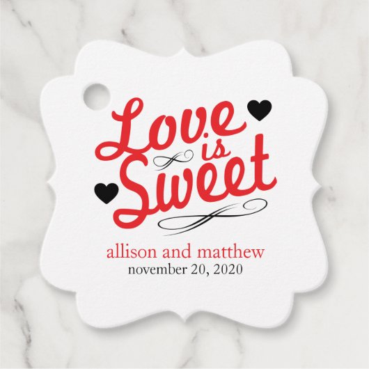 Étiquettes Cadeau L'Amour Est Doux Vieux Mode (Rouge / Noir) (Devant)