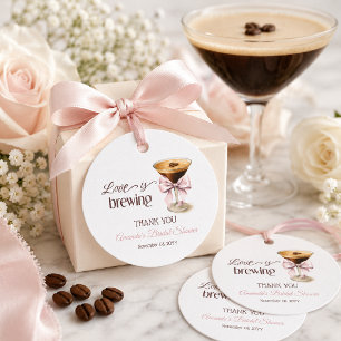 Étiquettes Cadeau L'amour est en train de préparer Pink Bow Café Ent
