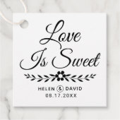 Étiquettes Cadeau L'amour est la typographie noire douce, mariage de (Devant)