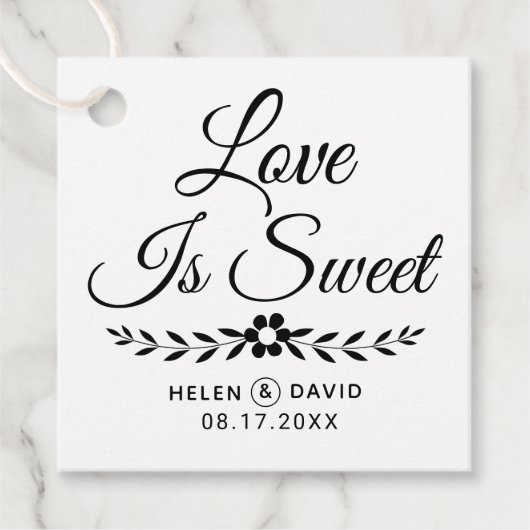 Étiquettes Cadeau L'amour est la typographie noire douce, mariage de (Devant)