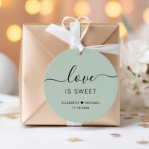 Étiquettes Cadeau L'amour est Mariage vert doux Sage