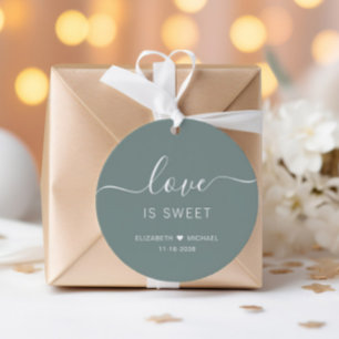 Étiquettes Cadeau L'amour est Mariage vert doux Sage