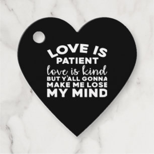 Étiquettes Cadeau L'amour est patient, l'amour est gentil, drôle mar
