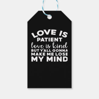 Étiquettes-cadeau L'amour est patient, l'amour est gentil, drôle mar
