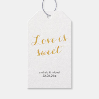 Étiquettes-cadeau L'amour est Sweet Wedding Favor Balise Script Or N