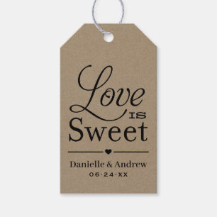 Étiquettes-cadeau L'amour est un doux script kraft rustique pour cad