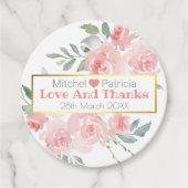 Étiquettes Cadeau L'Amour Et Merci Blush Rose Et Mariage De Verdure (Devant)
