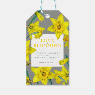 Étiquettes-cadeau L'amour fleurit l'aquarelle jaune mariage de print
