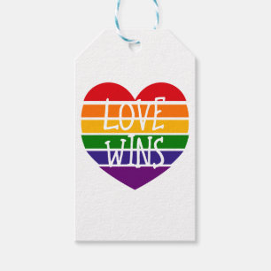 Étiquettes-cadeau L'amour gagne Rainbow Pride Coeur