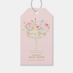 Étiquettes-cadeau L'amour rose en Fête des mariées fleurie Merci