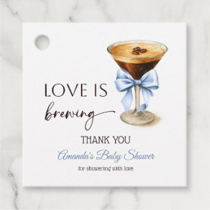 Étiquettes Cadeau L'amour se prépare Blue Coquette Bow Baby Shower d