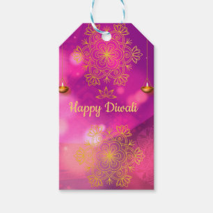 Étiquettes-cadeau Lampes Mandala Diwali Purple Gold