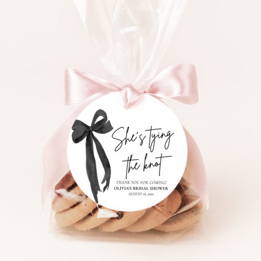 Étiquettes Cadeau Lanceur de noeud noir pour la mariée Shower