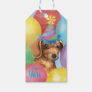 Étiquettes-cadeau L'anniversaire monte en ballon le teckel