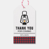 Étiquettes-cadeau Lanterne de bison rouge Plaid de bûcheron Annivers (Dos)