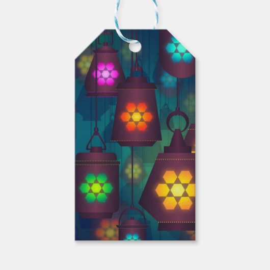 Étiquettes-cadeau Lanternes arabes Design moyen-oriental (Devant)