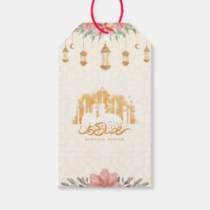 Étiquettes-cadeau Lanternes d'aquarelle florale Ramadan Kareem